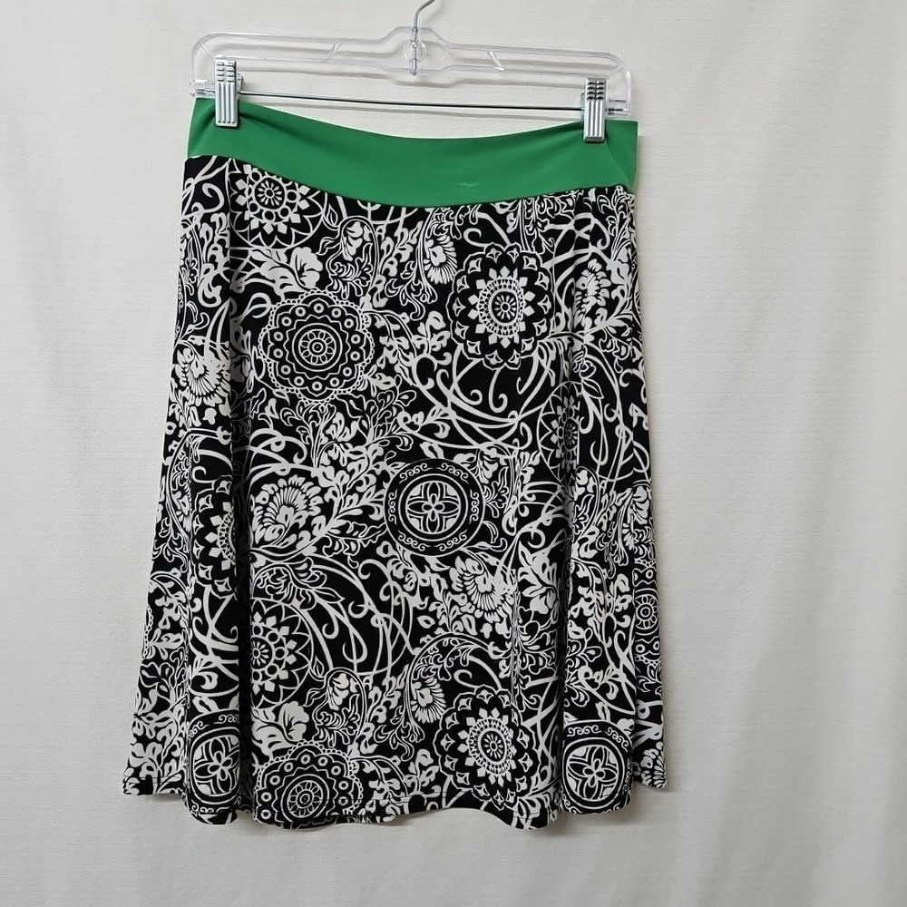 Womens Sz Med HIATUS Skirt A Line Black Floral Career Fairy Y2K Festival Office